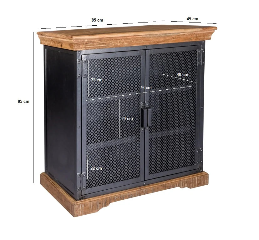 Metropolis Industrial Sideboard – Metal & Wood Storage Cabinet