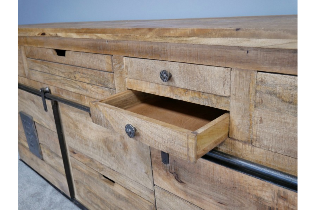 Jupiter Industrial Sideboard – Industrial Mango Wood & Metal Storage Sideboard