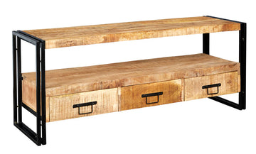 Cosmo Industrial Large Plasma Stand – Wood & Metal TV Media Unit