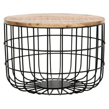 Surrey Solid Wood and Metal Wire Coffee Table – Rustic Industrial Centre Table