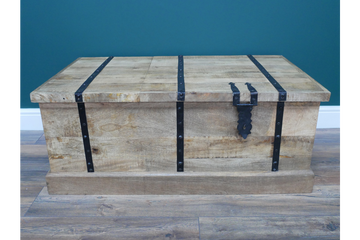 Trunk with Wine Bottle Storage – Mango Wood & Iron Wine Storage Trunk