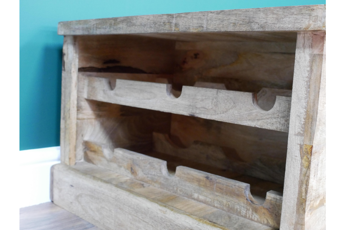 Trunk with Wine Bottle Storage – Mango Wood & Iron Wine Storage Trunk