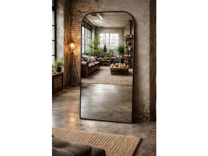 Large Curved Top Mirror – Contemporary Arched Wall Mirror