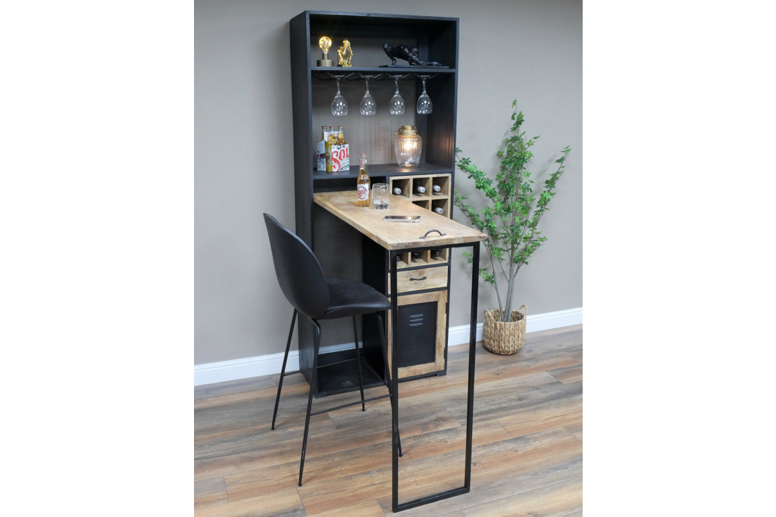 Large Industrial Bar Cabinet – Metal Wine & Drinks Storage