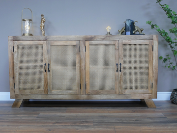 Large Rattan Sideboard – Natural Wood & Woven Rattan Storage Uni