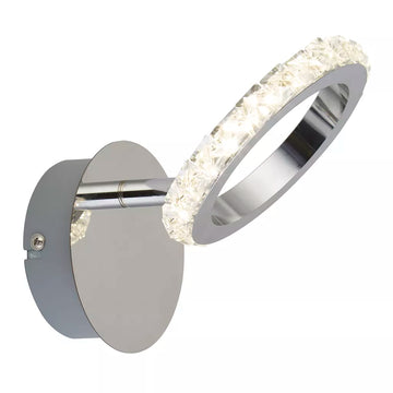 LED Wall Bracket Light with Glass Trim Circle Shade – Chrome