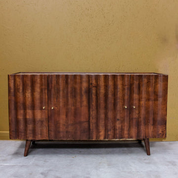 Indok Wooden 4 Door Carved Sideboard with Marble Top