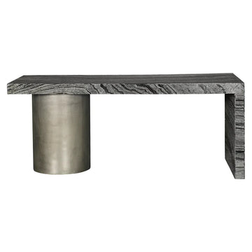 Linea Black Forest Marble Desk with Cast Aluminium Pedestal
