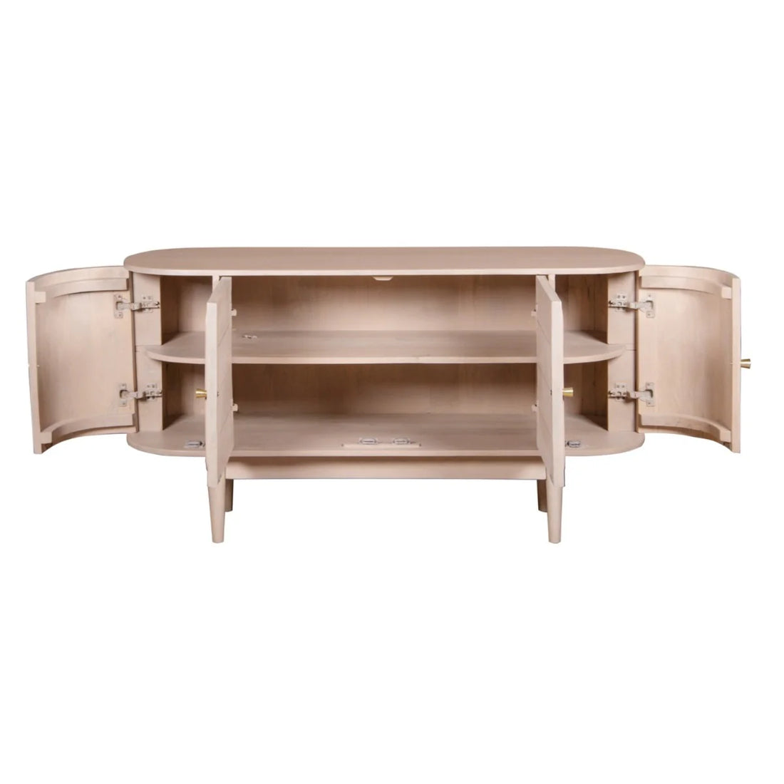 Valencia Cane & Mango Wood 4 Door Sideboard – Natural Storage Cabinet