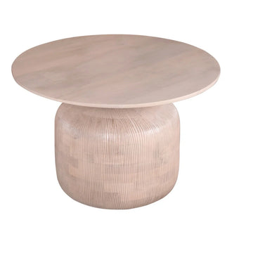 Valencia Cane & Mango Wood Round Coffee Table – Natural Wooden Centre Table
