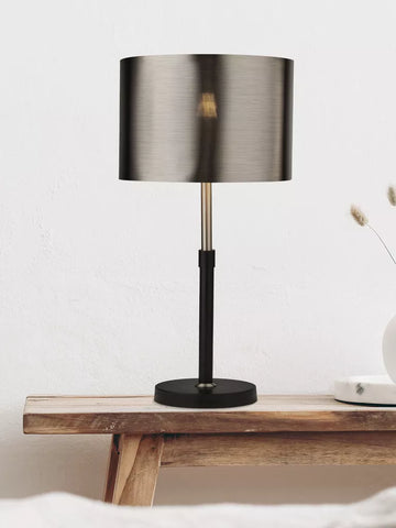 Rachel Table Lamp – Chrome Metal with Black Shade