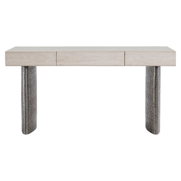 Sereno Walnut Wood Desk with Textured Metal Legs