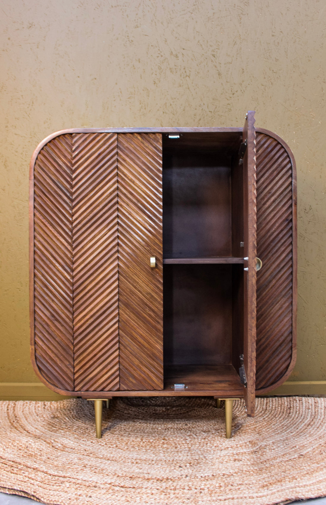 Sonar Wooden Layered Chevron 2 Door Cabinet