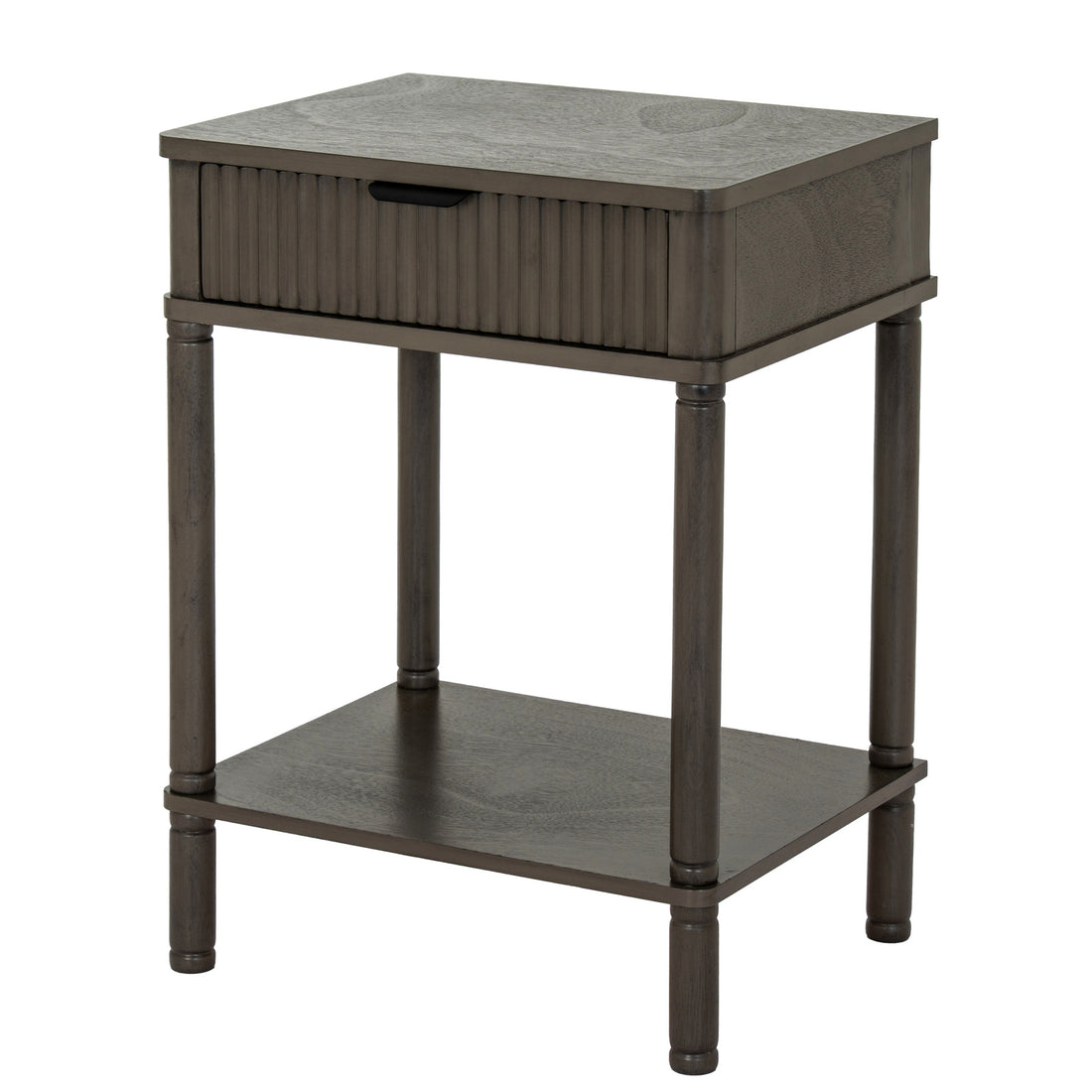 Reed 1 Drawer Side Table – Natural Wood Finish