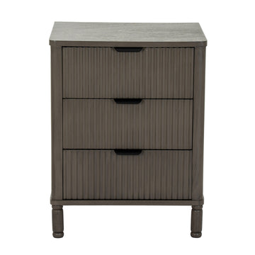 Reed 3 Drawer Bedside Table – Natural Wood Finish