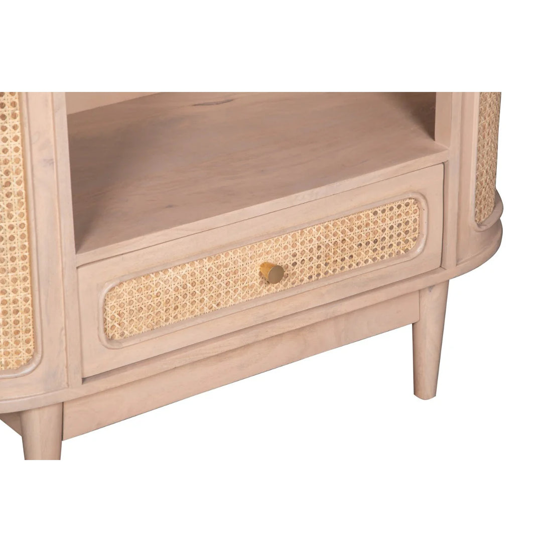 Valencia Cane and Mango Wood Bookcase – Natural Wooden Shelving Unit