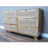 6 Drawer Rattan Cabinet – Natural Wood Multi-Drawer Storage Unit