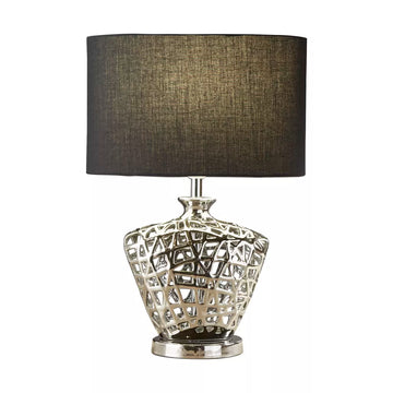 Network Table Lamp – Chrome Metal with Fabric Shade