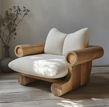 Oakridge Bouclé Chair – Solid Mango Wood Accent Chair with Bouclé Upholstery