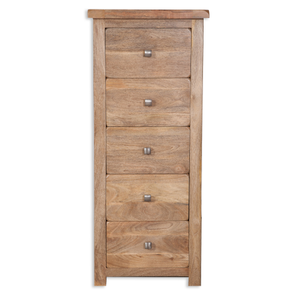 5 Drawer Tall Chest – Odisha Narrow Bedroom Storage Unit