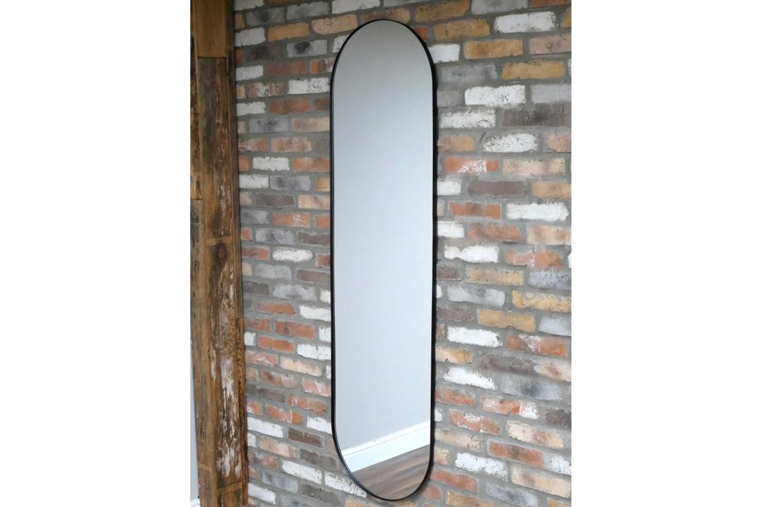 Large Black Oval Mirror – Contemporary Statement Wall Mirror