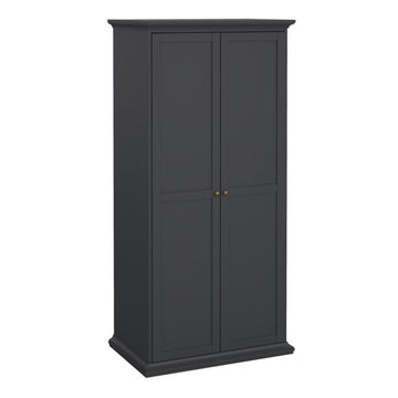 Paris 2 Door Wardrobe in White & Matt Grey