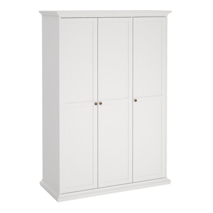 Paris 3 Door Wardrobe in White & Matt Grey