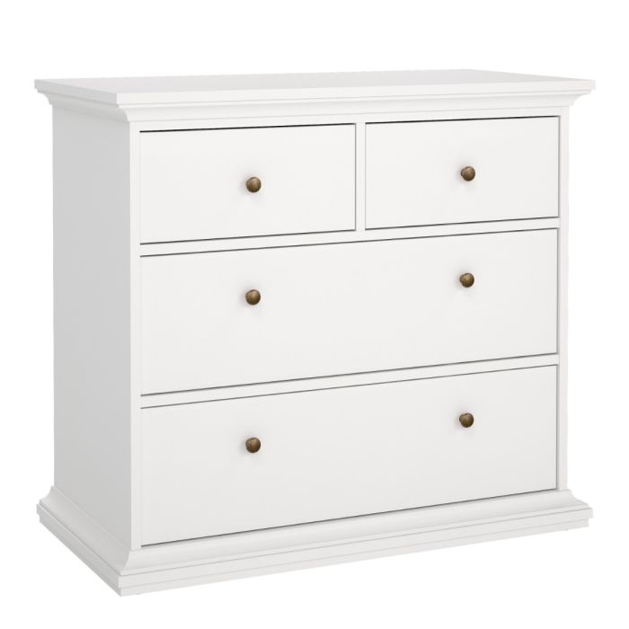 Paris Chest of 4 Drawers in White & Matt Grey
