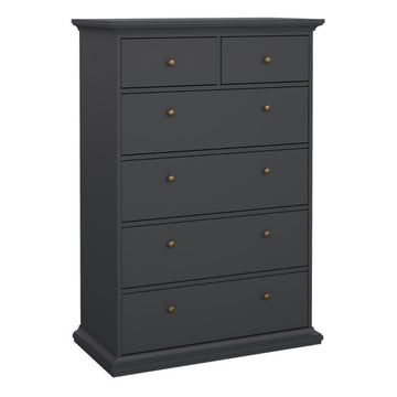 Paris Chest of 6 Drawers in White & Matt Grey