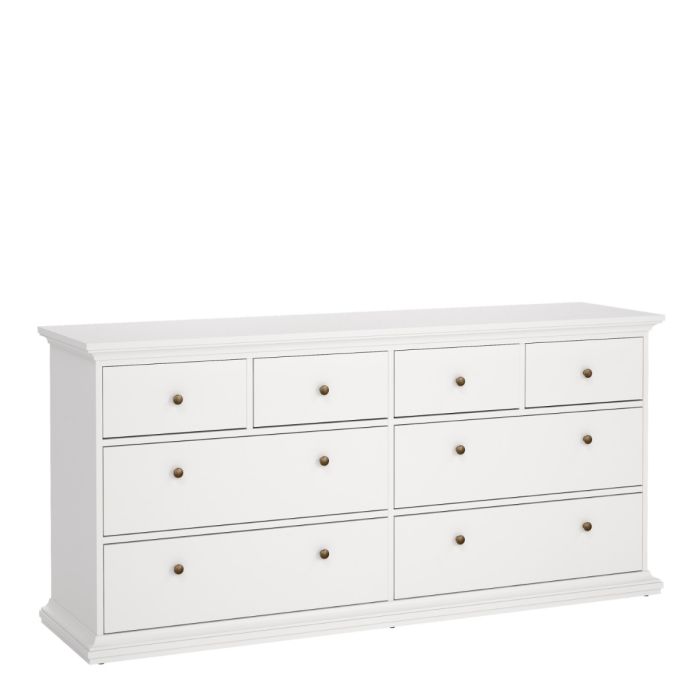 Paris Chest of 8 Drawers in White & Matt Grey