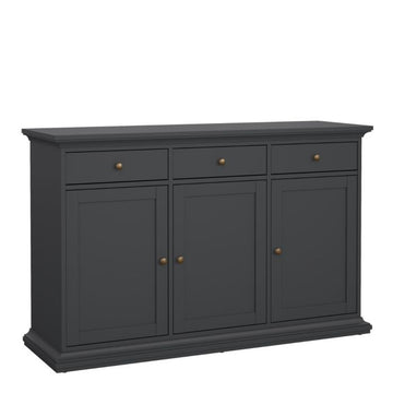 Paris Sideboard with 3 Doors & 3 Drawers in White & Matt Grey