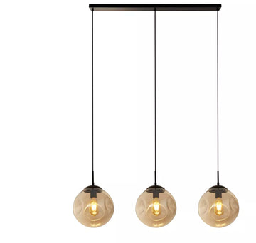 Punch 3 Light Bar Pendant – Black Metal Linear Pendant with Champagne Punched Glass