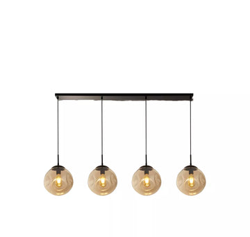 Punch 4 Light Bar Pendant – Black Metal Linear Pendant with Champagne Punched Glass