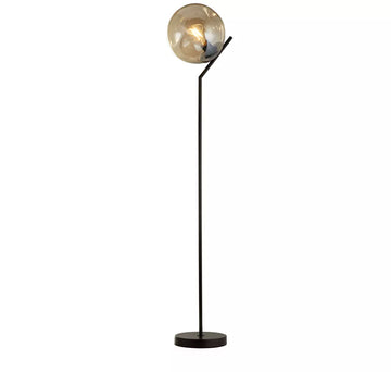Punch Floor Lamp – Black Metal Floor Lamp with Champagne Punched Glass