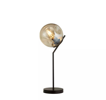 Punch Table Lamp – Black Metal Lamp with Champagne Punched Glass Shade