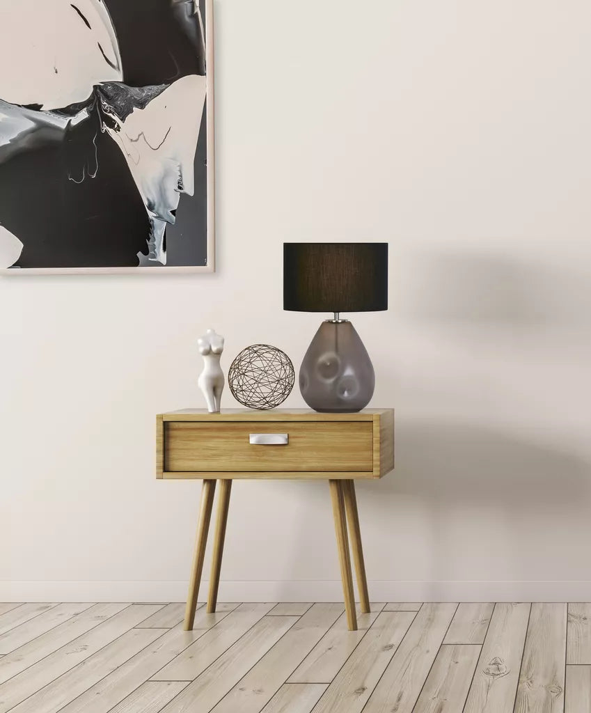Devon Table Lamp – Punched Glass with Linen Shade
