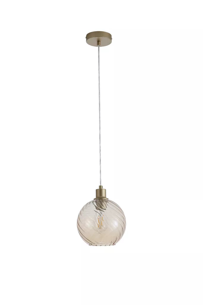 Radiance 1 Light Pendant – Pendant Light with Gold Champagne Glass or Black Smoked Glass Finish