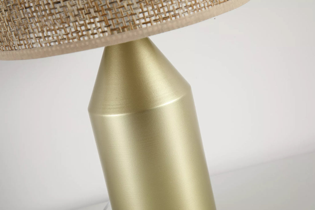 Pheobe Table Lamp – Metal Base with Rattan Shade