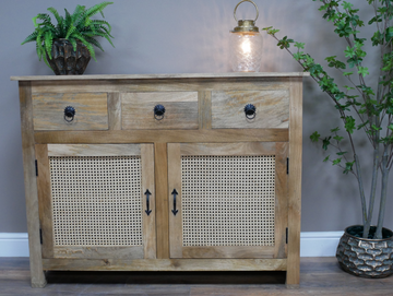 Rattan Storage Cabinet – Natural Wood & Woven Rattan Cabinet