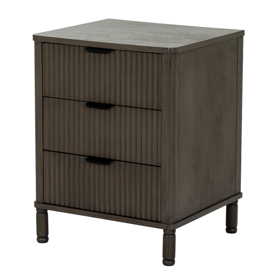 Reed 3 Drawer Bedside Table – Natural Wood Finish