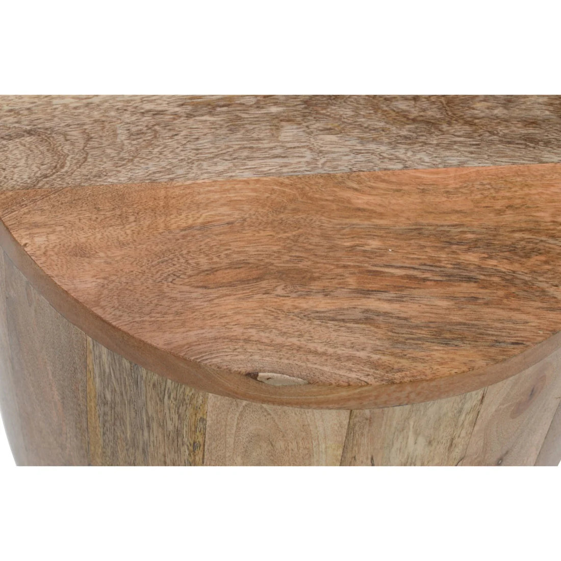 Surrey Solid Wood Drum Side Table – Rustic Round Accent Table