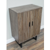 2 Door Slatted Cabinet – Sustainable Rubber Wood Storage Unit