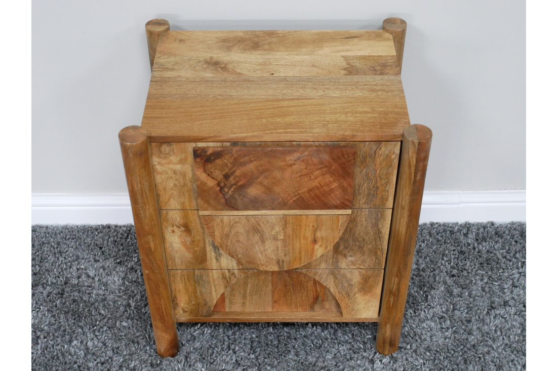 Acacia Wood Bedside Cabinet – Contemporary Wooden Bedside Table