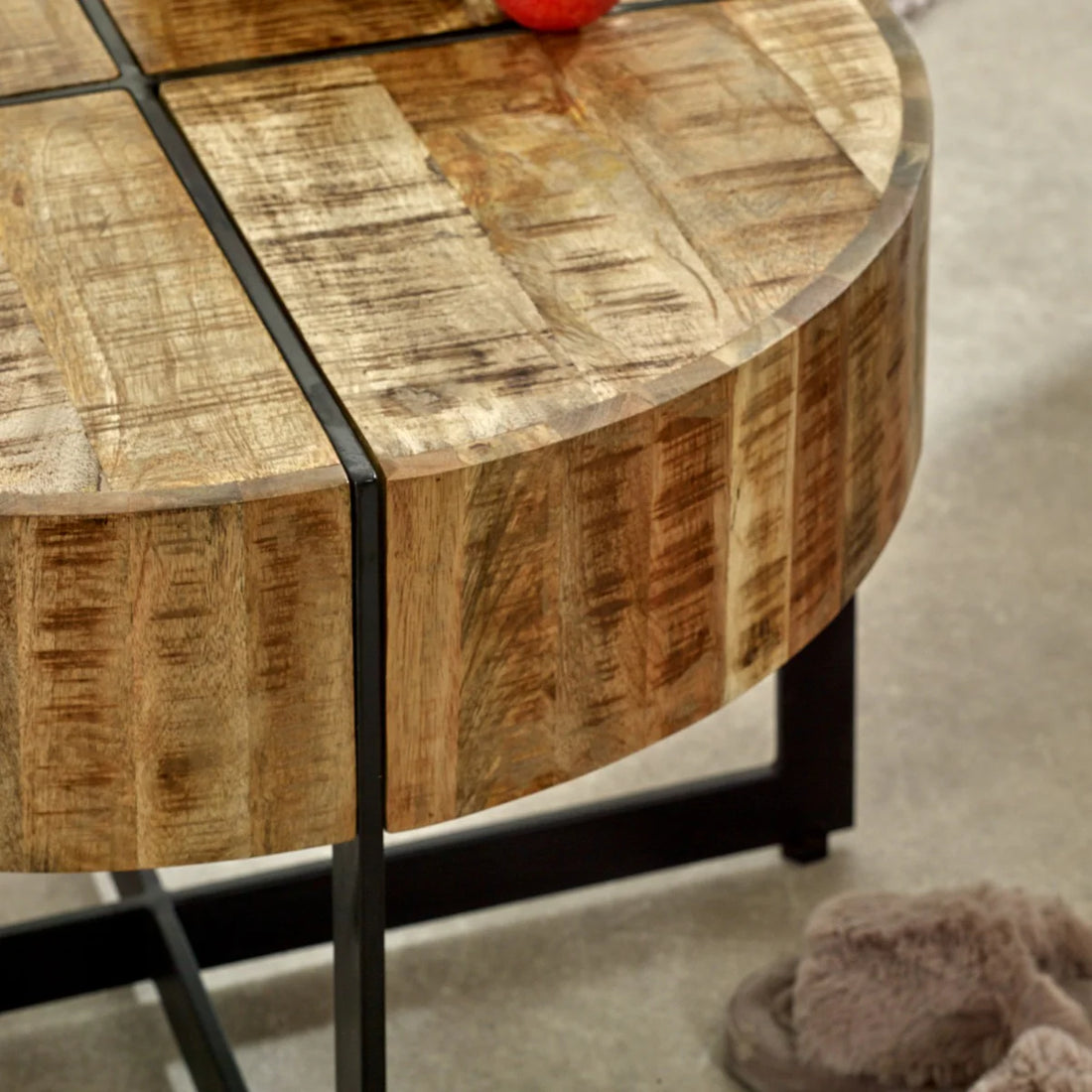 Surrey Solid Wood Coffee Table with Metal Legs – Rustic Industrial Centre Table