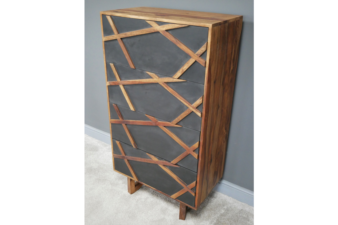 Sheesham Wood Tall Boy Chest – Solid Wood Tall Bedroom Storage Unit