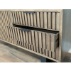 Slatted TV Low Sideboard Cabinet – Sustainable Rubber Wood Media Unit