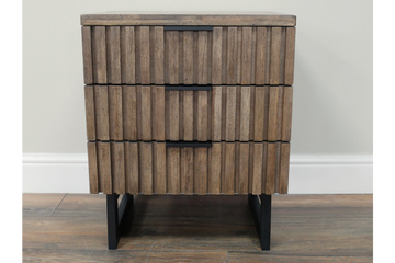 Slatted Bedside Cabinet – Sustainable Rubber Wood Bedside Table
