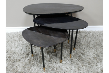 Set of 3 Side Tables – Iron & Mango Wood Nesting Tables