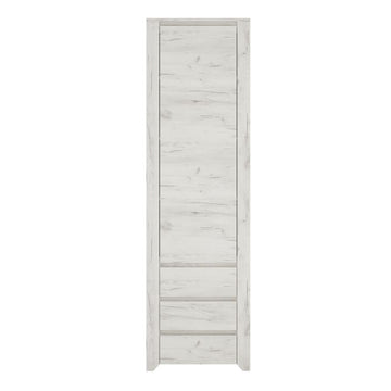 Angel Tall Narrow 1 Door 3 Drawer Cupboard in Light Wood Effect