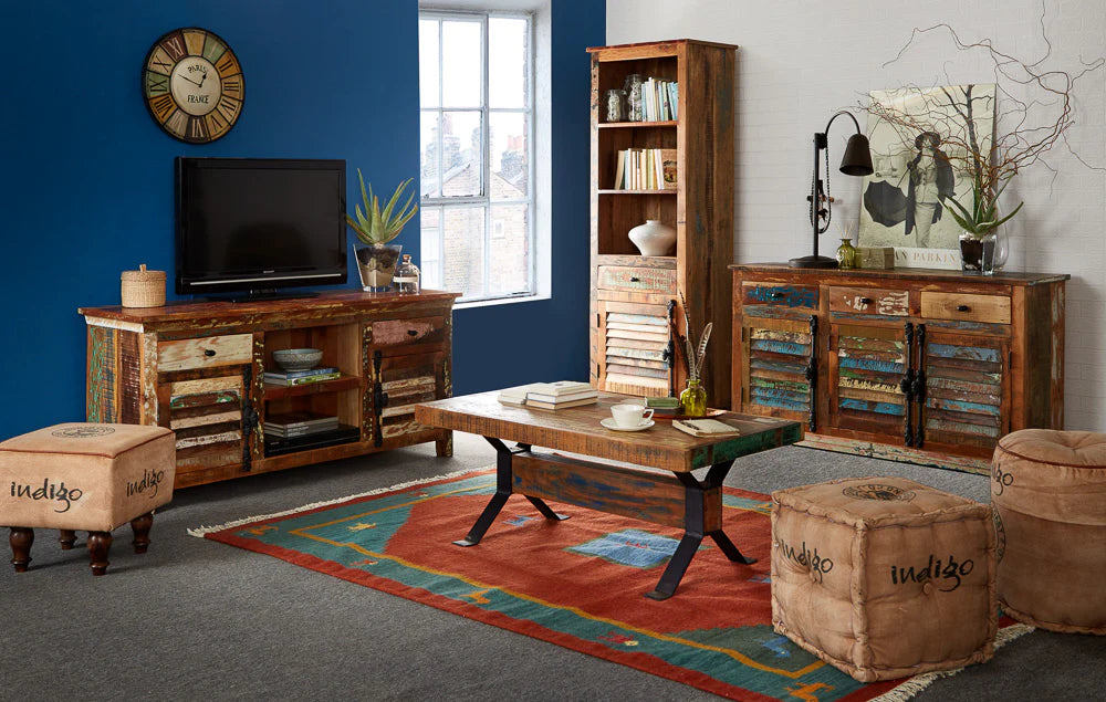 Coastal Narrow Bookcase – Solid Wood Slim Storage Shelf
